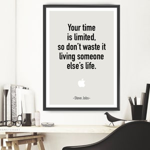 Steve Jobs cita la stampa "il tuo tempo è limitato .." Citazioni ispiratrici di Jobs poster Prints Apple Inc Poster Art Stampa ufficio Wall Decor (135)