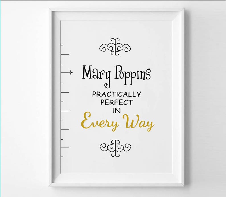 Mary Poppins Quote Art Print Baby Shower Nursery Practically Perfect in Every Way Poster Inspirational Bedroom Decor Gift Kids Gift 021 image 3