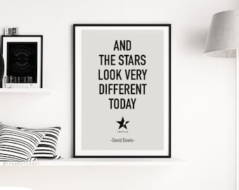 Gwiazdy Bowie Print wyglądają dziś zupełnie inaczej Wydruk artystyczny Dekoracja ścienna Prezent do domu Sztuka Wystrój domu Prezent urodzinowy Sypialnia Biuro Sztuka (141)