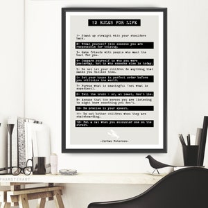 Jordan Peterson quote Print 12 Rules for Life - all rules of Peterson prints quote print Art gift (182)