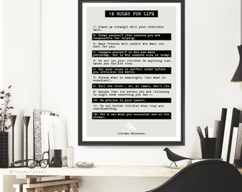Jordan Peterson 12 Rules for Life Print: Typographic Art Gift (182)