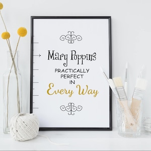 Mary Poppins Quote Art Print Baby Shower Nursery Practically Perfect in Every Way Poster Inspirational Bedroom Decor Gift Kids Gift 021 image 1