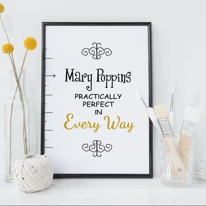 Mary Poppins Quote Art Print Baby Shower Nursery Practically Perfect in Every Way Poster Inspirational Bedroom Decor Gift Kids Gift 021 image 1