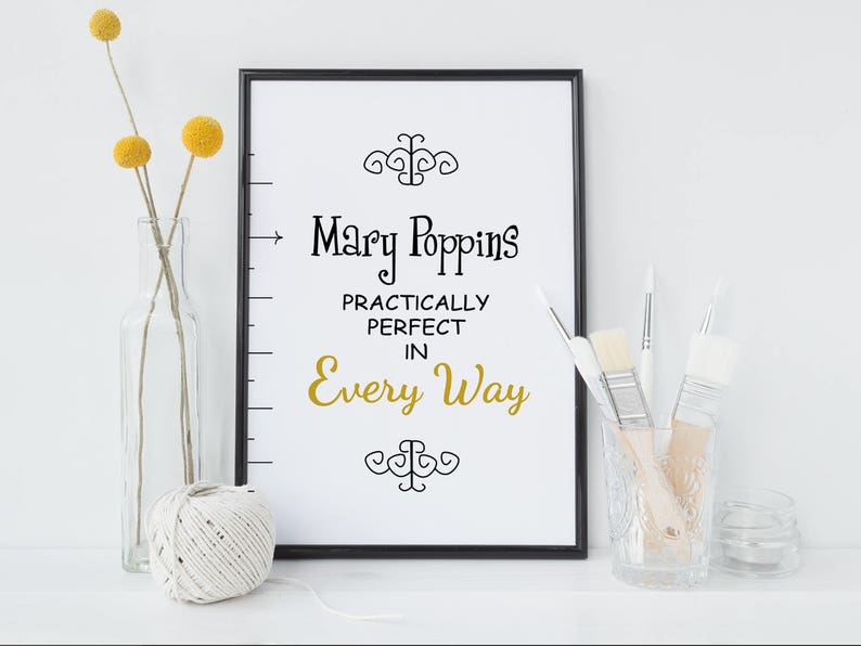 Mary Poppins Quote Art Print Baby Shower Nursery Practically Perfect in Every Way Poster Inspirational Bedroom Decor Gift Kids Gift 021 image 1