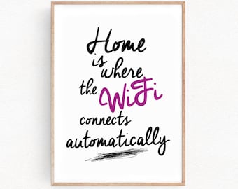 WiFi Typographic Poster Funny Phrase Art Print Funny Home Quote Poster Art Print Wall Decor Home Gift Minimalist Sentence Design (031)