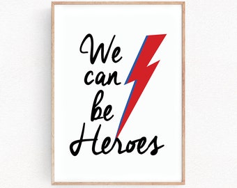 David Bowie We Can Be Heroes Art Print Dekoracja ścienna Prezent domowy Sztuka Wystrój domu Prezent urodzinowy Sypialnia Biuro Sztuka (009)