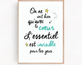 The Little Prince Quote Le Petit Prince French Poster Kids Room Nursery Quote Art Print Wall Decor Home Gift Home Decor Inspirational (013)