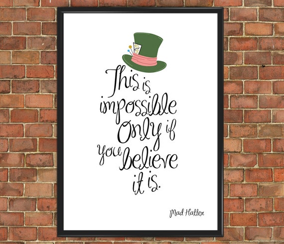 Alice in Wonderland Print Mad Hatter Quote Art Prints Poster Gift for Kids  Bedroom Decor Gift Kid Nursery Art for Kids Kids Poster 029 