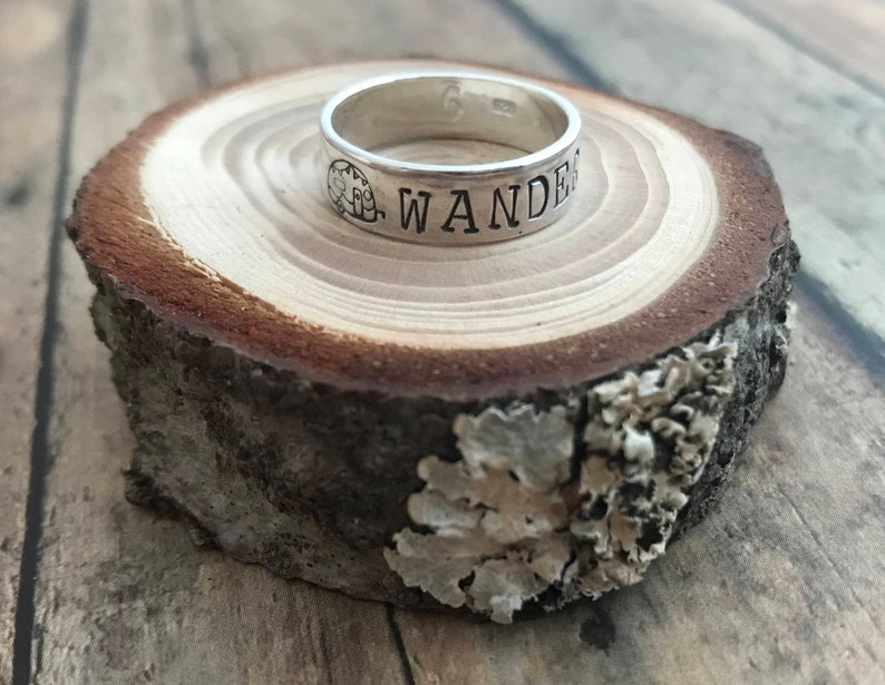 Wander and Camper Trailer Ring, Hand Stamped, Sterling Silver, Camper and Wander Ring image 4