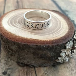 Wander and Camper Trailer Ring, Hand Stamped, Sterling Silver, Camper and Wander Ring image 5