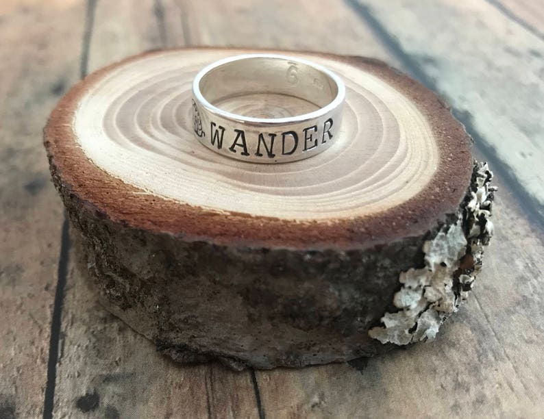 Wander and Camper Trailer Ring, Hand Stamped, Sterling Silver, Camper and Wander Ring image 5