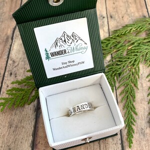 Wander and Camper Trailer Ring, Hand Stamped, Sterling Silver, Camper and Wander Ring image 3