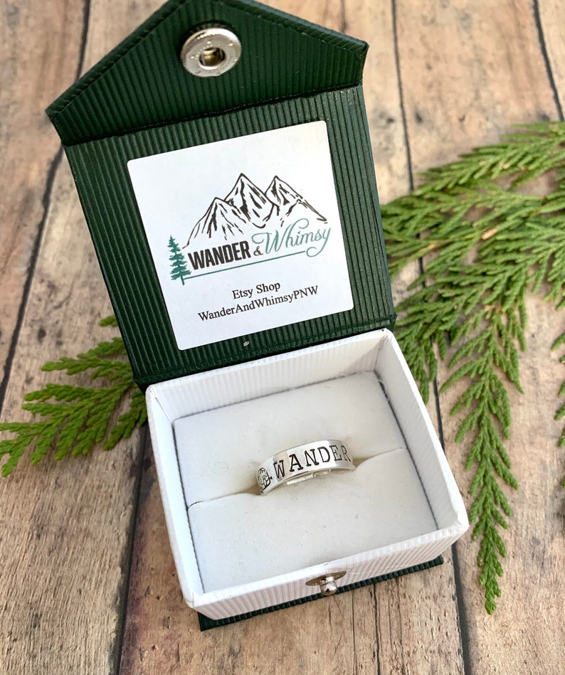 Wander and Camper Trailer Ring, Hand Stamped, Sterling Silver, Camper and Wander Ring image 3