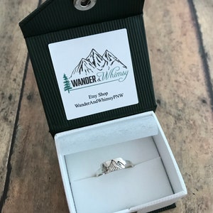 Mountain and Pine Tree Ring, Hand Stamped, Sterling Silver, Mountains and Pine Ring image 6