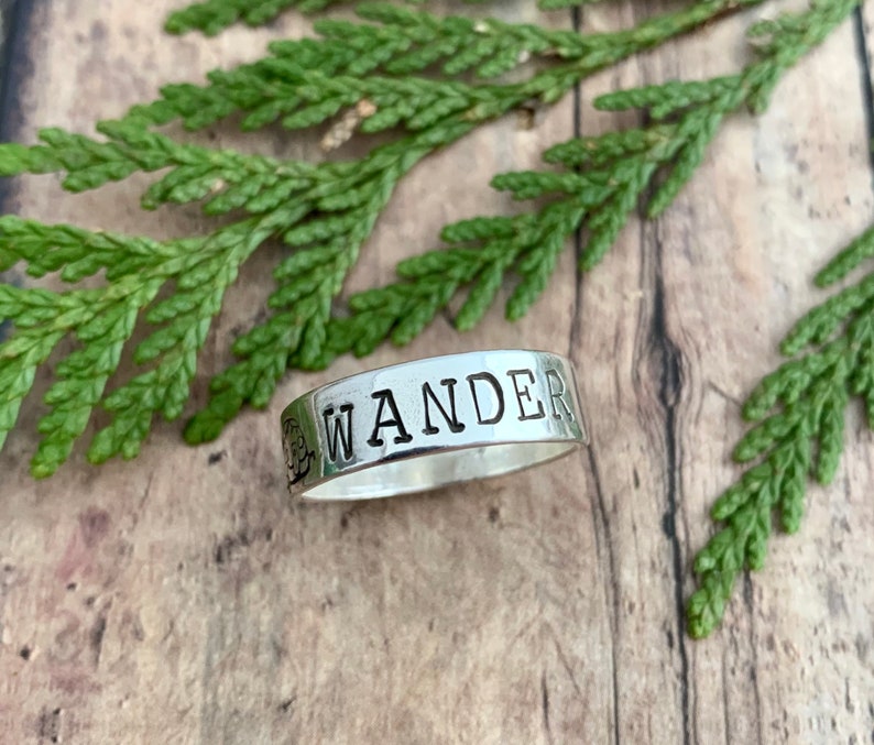 Wander and Camper Trailer Ring, Hand Stamped, Sterling Silver, Camper and Wander Ring image 2