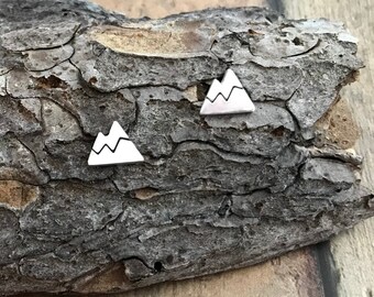 Mountain Earrings, Sterling Silver, Hand Cut Mountain Earrings