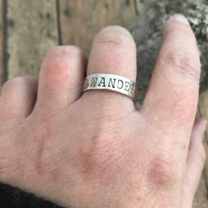 Wander and Camper Trailer Ring, Hand Stamped, Sterling Silver, Camper and Wander Ring image 6