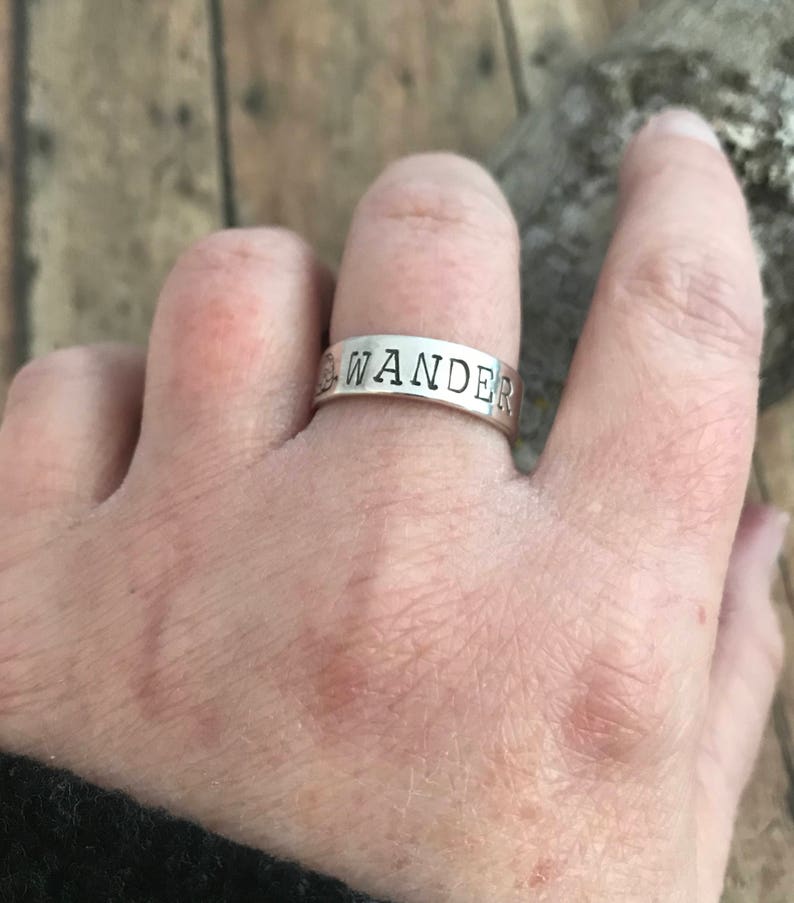 Wander and Camper Trailer Ring, Hand Stamped, Sterling Silver, Camper and Wander Ring image 6