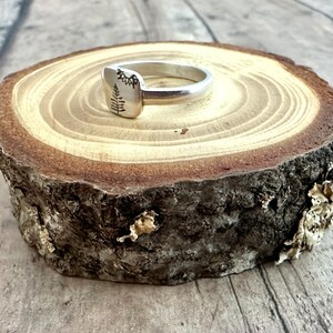 Pine Tree and Sun Ring, Hand Stamped Nature Ring, Pine Trees and Sun Hiking Ring image 5