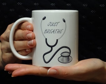 just breathe Mug, Funny mug, Cool mug, Novelty mug, Ceramic mug, Personalized mug, White mug, Coffee, Coffe cup, printing mug, gift mug