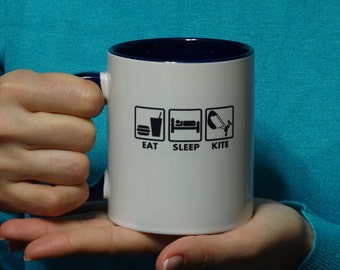 eat sleep kite surfing Mug,  Funny mug, Cool mug, White mug, Coffee, Coffe cup, printing mug, gift mug
