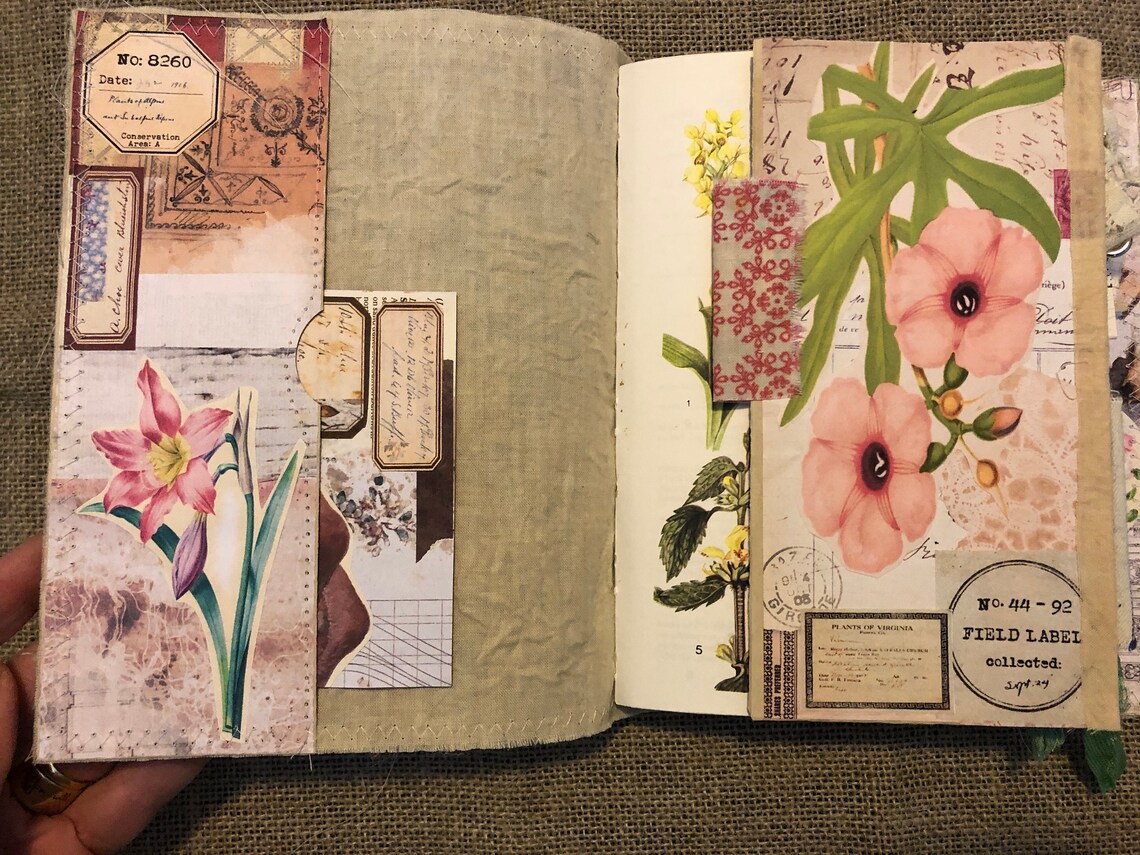 Findings Fabric Cover Botanical Journal Etsy