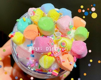 Rainbows marshmallows fizzy slime; Mixing slime; butter slime; fizzy slime; Smooth Slime Great for Kids