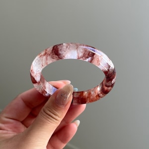 53-54mm bangle, red crystal Bangle,unique bangle,  Natural Red Hematoid Quartz Bracelet