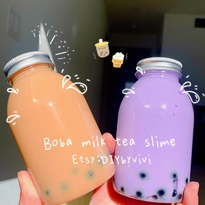 Boba Milk Tea Slime! Popular Slime ;Thick glossy popular slime;taro milk tea slime; boba milk tea slime; gift for kids