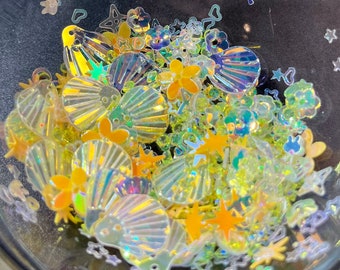 Yellow chunky glitter, kawaii glitter, glitter mixed, Glitter for slime, Shaker Mix, Glitter for resin craft