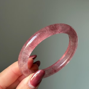52-53mm Strawberry Quartz Bangle | Natural Pink Crystal Bracelet
