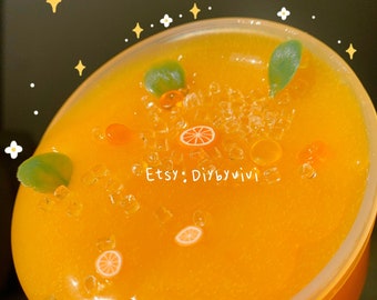 Orange juice slime; orange slime; clear slime; clear slime; popular slime; great for kids