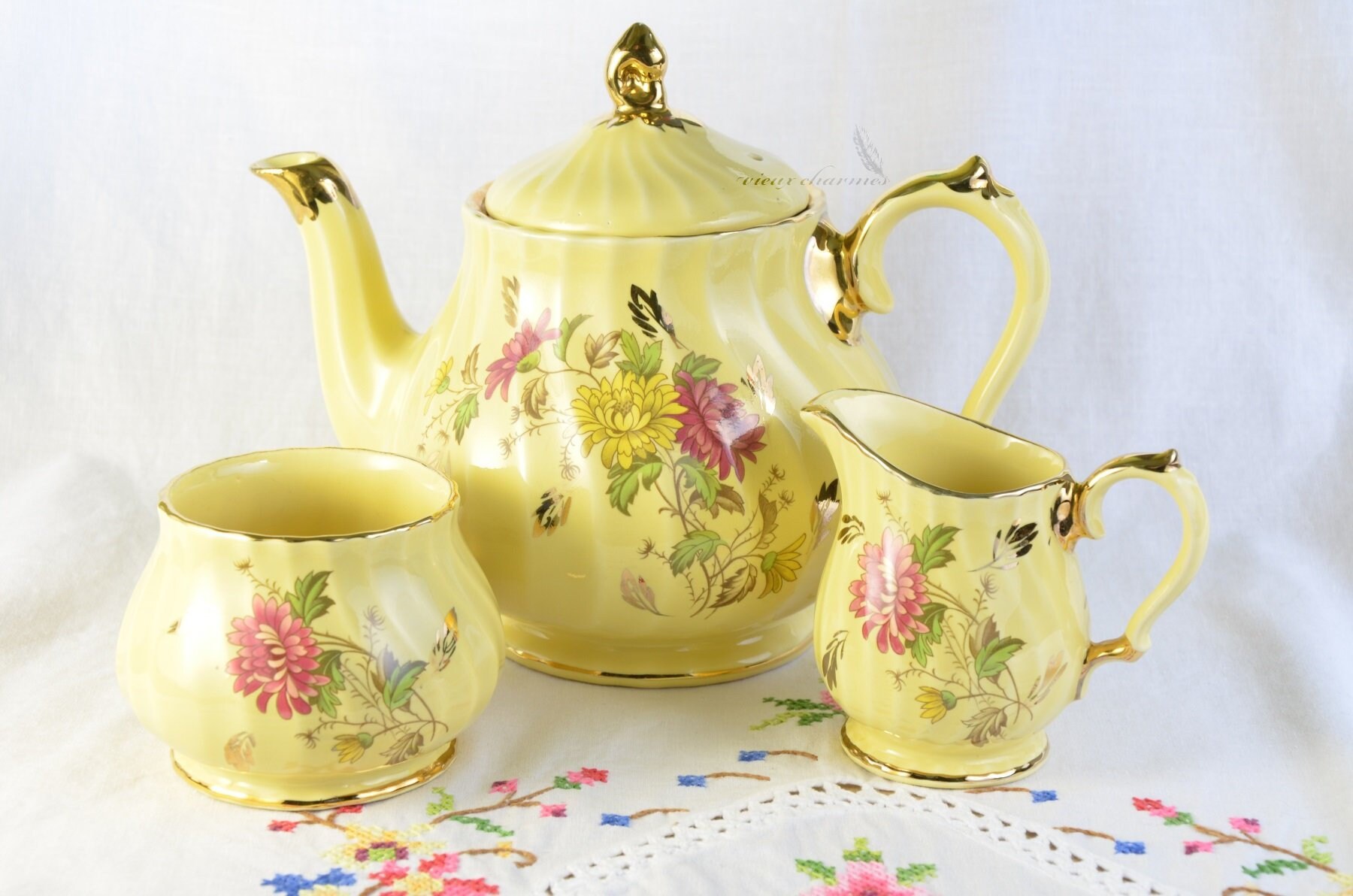 Yellow Sadler tea set hand painted Sadler England Etsy