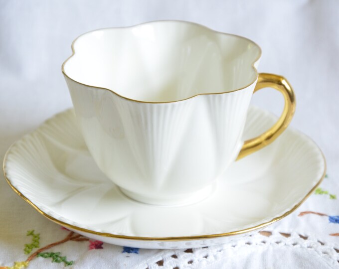 Classic White Shelley Dainty Tea Cup and Saucer Etsy