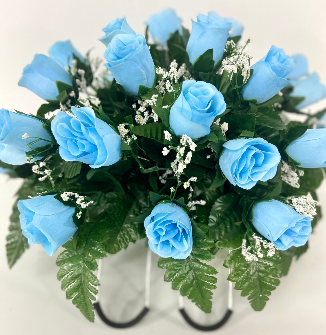 Small Baby Blue Rose Spring Cemetery Flowers for Headstone and Etsy