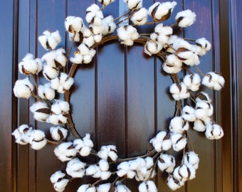 18"-23" Cotton Wreath~Farmhouse Wreath~Wedding Decor~Housewarming Gift~Window Pane Wreath~Gift