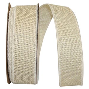 Reliant Ribbon Jute gekleurd lint met bedrade rand, 1-3/8 inch x 10 yards, ivoor
