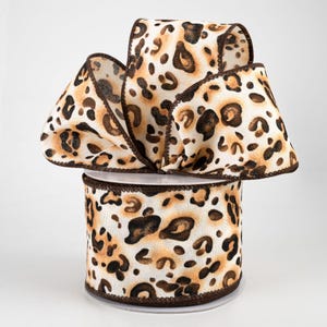 2.5&quot; x 10 yd Canvas Leopard Print Wired Edge Ribbon