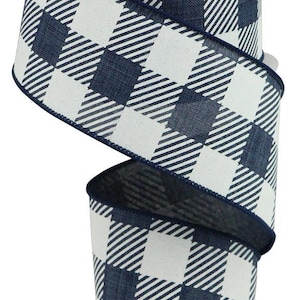 Cinta con borde alambrado de cuadros grandes a rayas - 10 yardas (azul marino, 2.5 pulgadas)