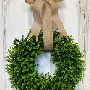 22 inch Boxwood wreath, Faux boxwood wreath, Eucalyptus Wreath, outdoor, everyday wreath, winter wreath, year round wreath, door wreath