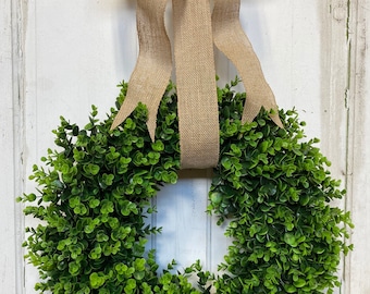 22 inch Boxwood wreath~Faux boxwood wreath~Eucalyptus Wreath~outdoor~everyday wreath~winter wreath~year round wreath-door wreath