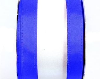 Royal Blue & White Stripe Wired Collegiate Ribbon Wired Edge - 2.5" x 10 yd