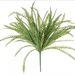 May include: A lush green artificial fern plant with long, delicate fronds. The plant is perfect for adding a touch of nature to any space.
