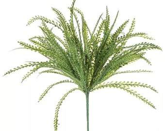 Set of 3 Bushes, Artificial Green Bead Grass Bush, Minimum Order of 3, 7 stems per bush