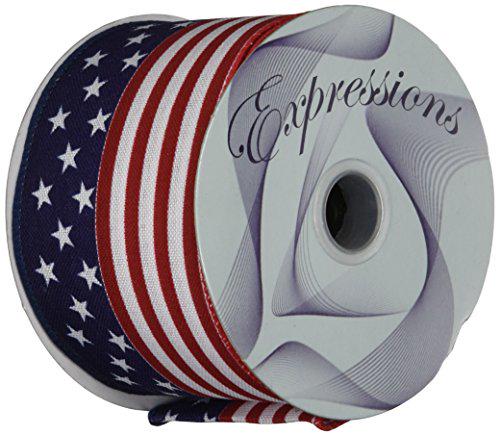 2.5" x10yd Red, White, Blue Stars/Stripes Flag Ribbon