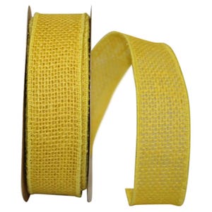 Reliant Ribbon Burlap Colored Wired Edge Ribbon, 1-3/8 Inch X 10 Yards, Yellow