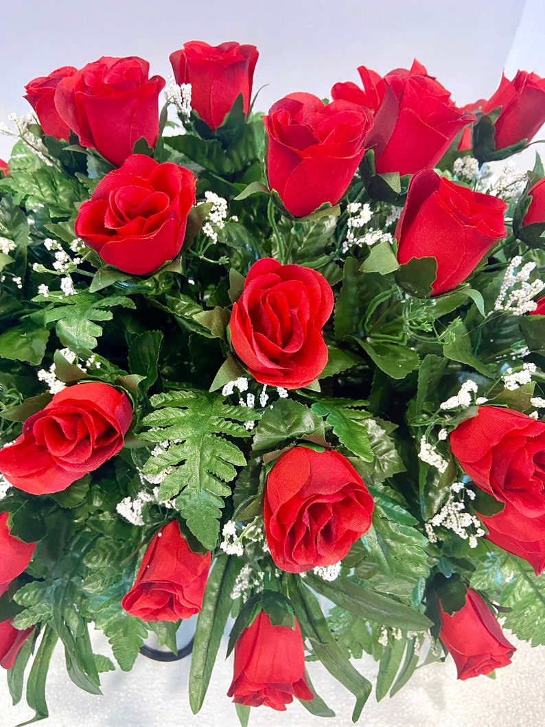 Cemetery Flowers for Grave Decoration With Red Rose Buds and Etsy