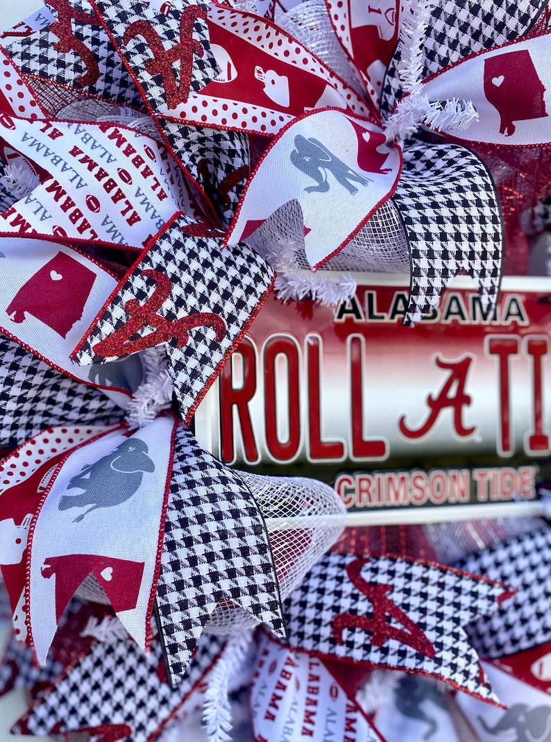 Alabama Mesh Wreath, Ribbon, Front Door, Welcome, Party Decoration ...