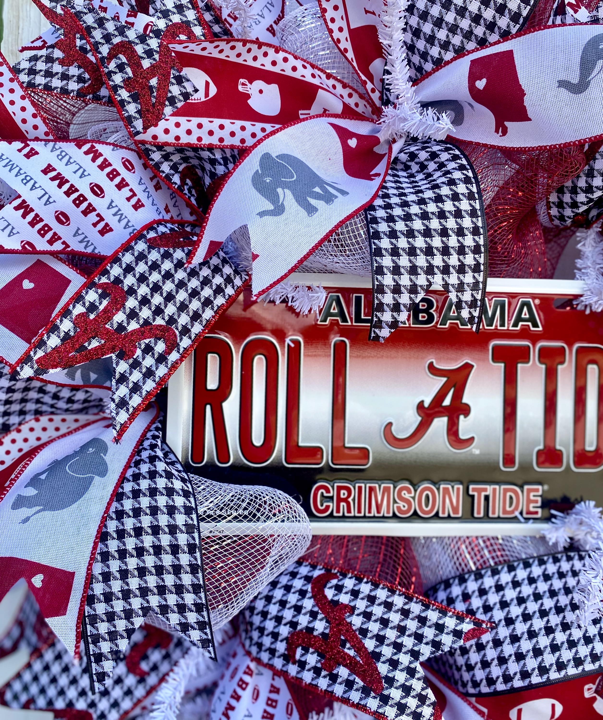 Alabama Mesh Wreath, Ribbon, Front Door, Welcome, Party Decoration ...