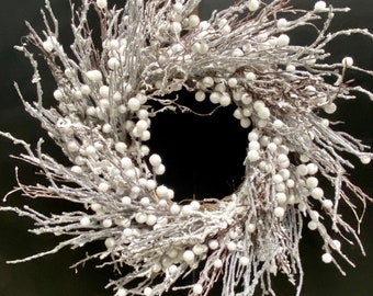 Front Door Wreath~White Wreath~Winter Front Door Wreath~Winter Berry Wreath~White Berry Wreath